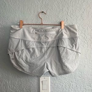 white lululemon speed up shorts